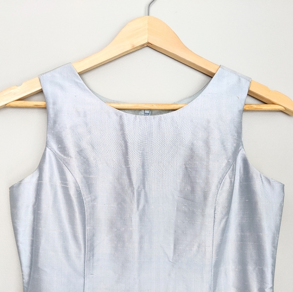 🇺🇸 Plum 100% Silk Beaded Dress Ice Blue Made In USA - Picture 4 of 8